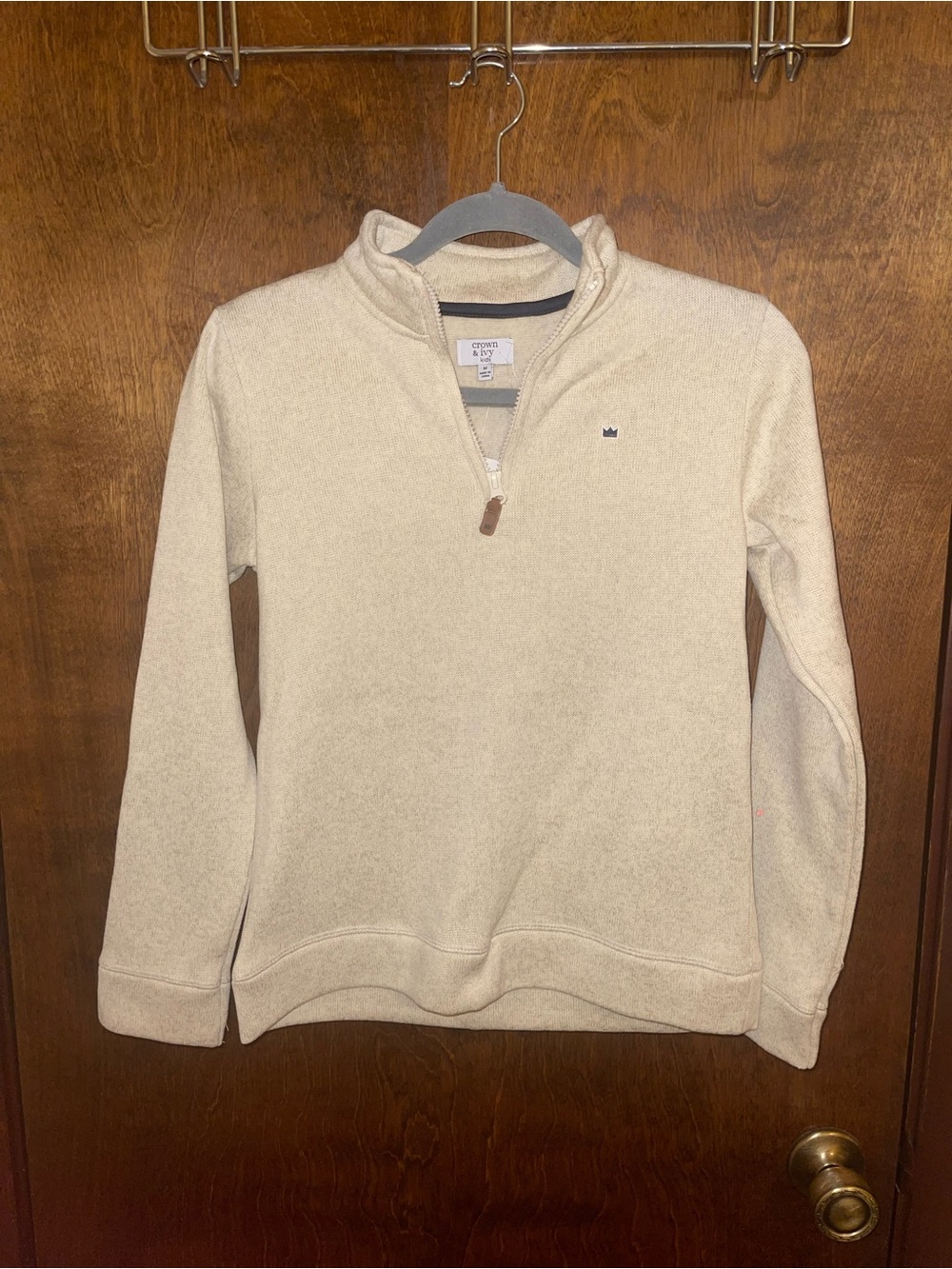 crown & ivy Men's Cream Half-Zip Sweater Pullover